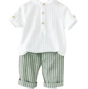 Boys' Mandarin-Collar Shirt & Pant Set
