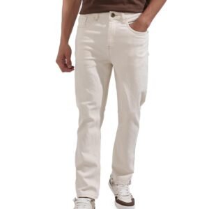 Men's Slim Straight Fit Jeans — Mid Rise (White)