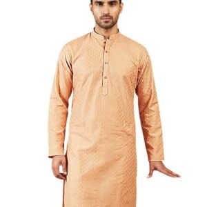 Men's Cotton-Blend Woven-Design Kurta